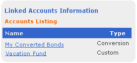 Screen segment with sample Linked Accounts Information.