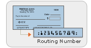 Routing number is in the lower left corner of your check followed by your account number