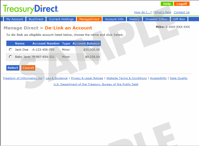 Manage Direct > De-Link an Account