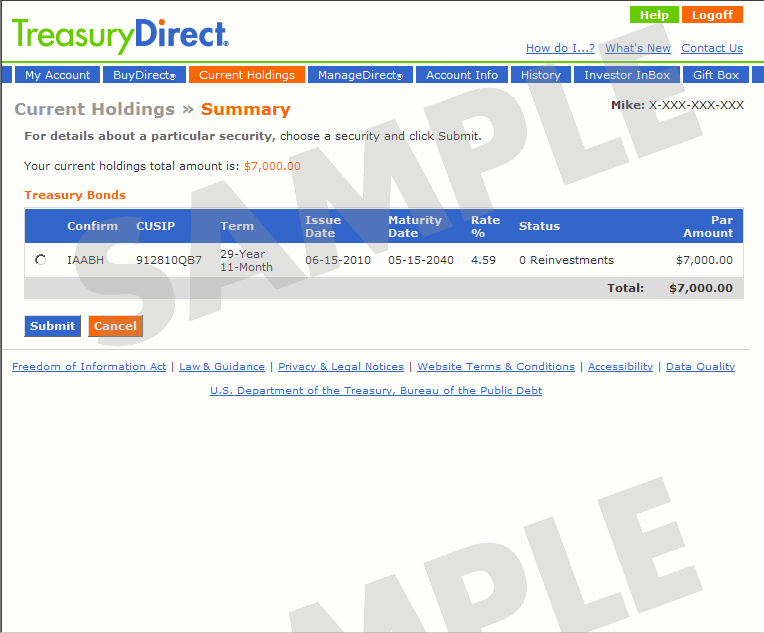Current Holdings for Marketables Summary