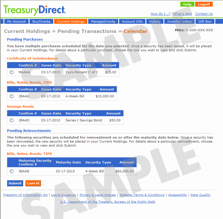 Current Holdings > Pending Transactions > Calendar