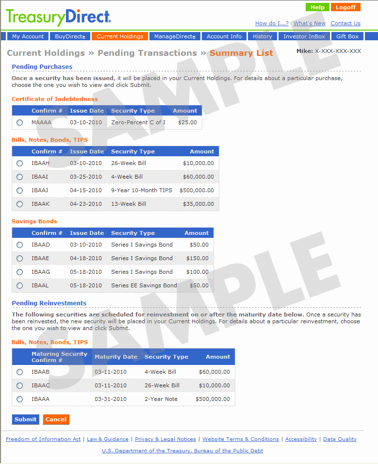 Current Holdings > Pending Transactions > Summary List