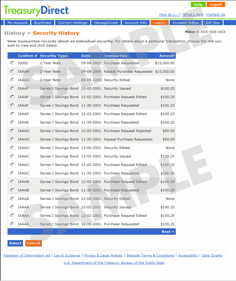 History > Security History